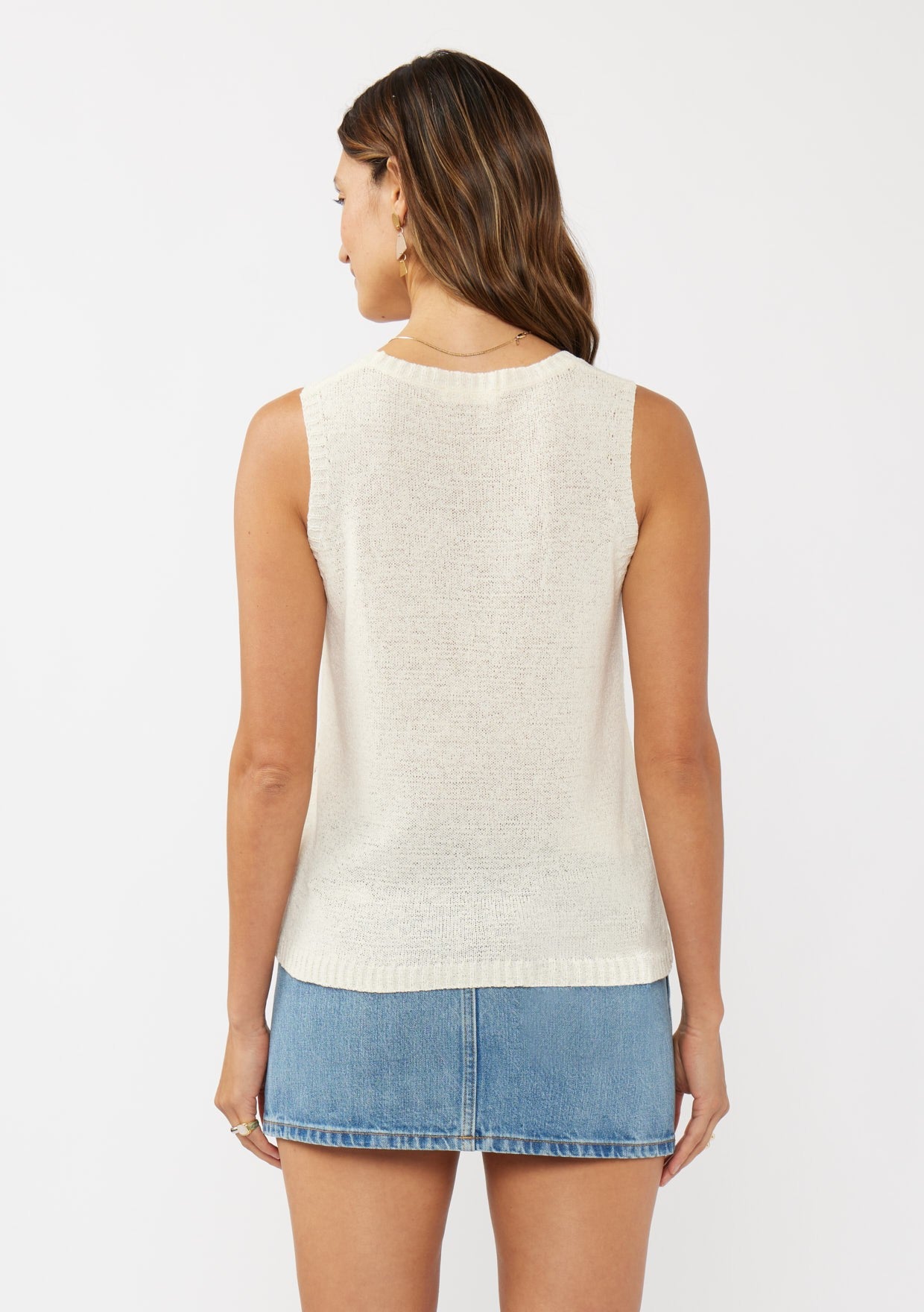Bouclé Open Knit Sleeveless Sweater