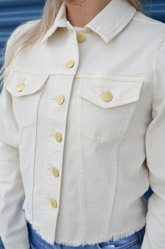 Dear John | Roselyn Puff Sleeve Jacket w/ Frayed Hem