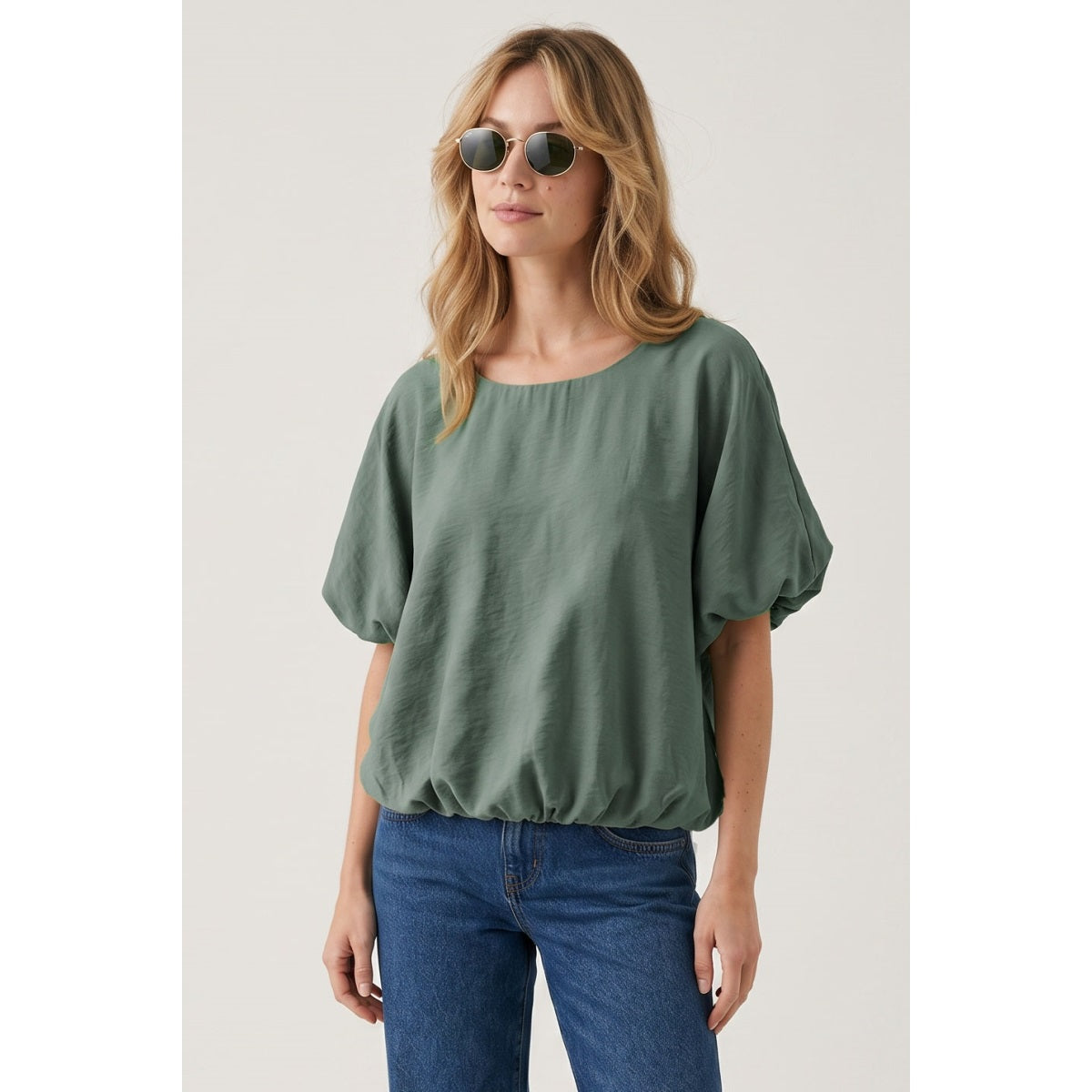 Prairie Breeze Bubble Blouse in Olive