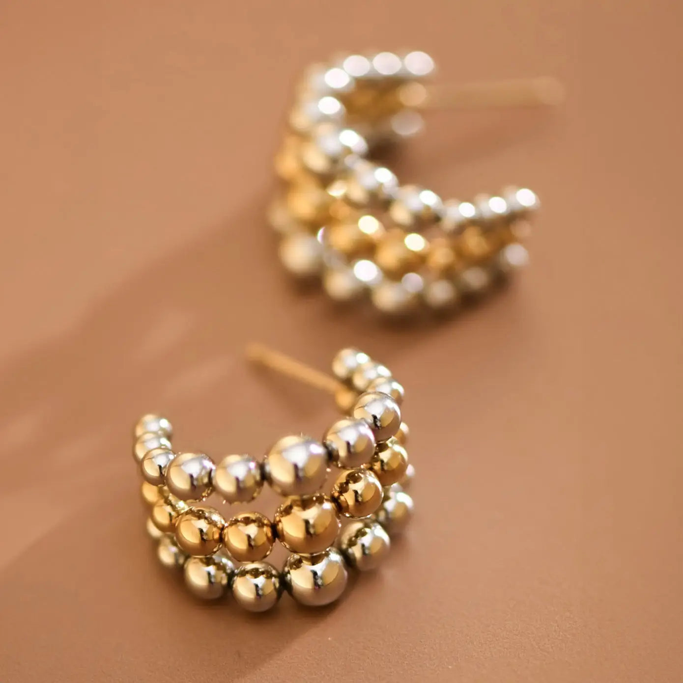 Two-Tone Bubble Hoop Earrings