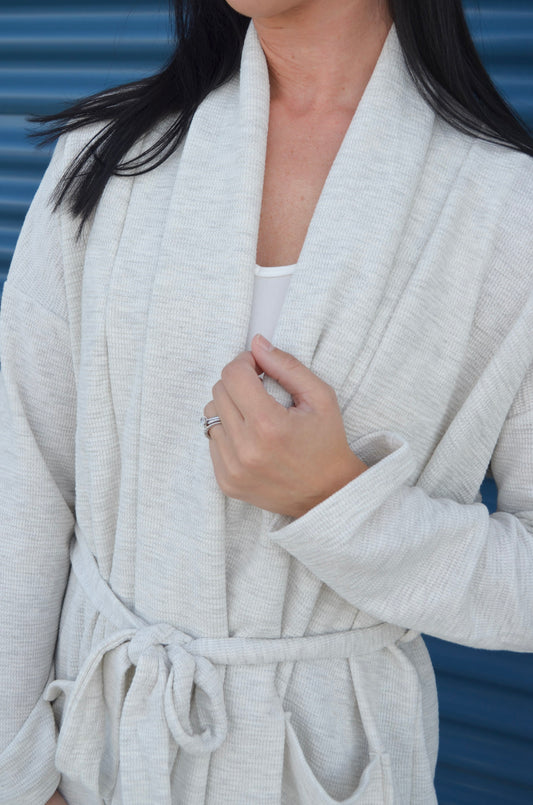 Long Sleeve Waist Tie Pocket Long Line Cardigan