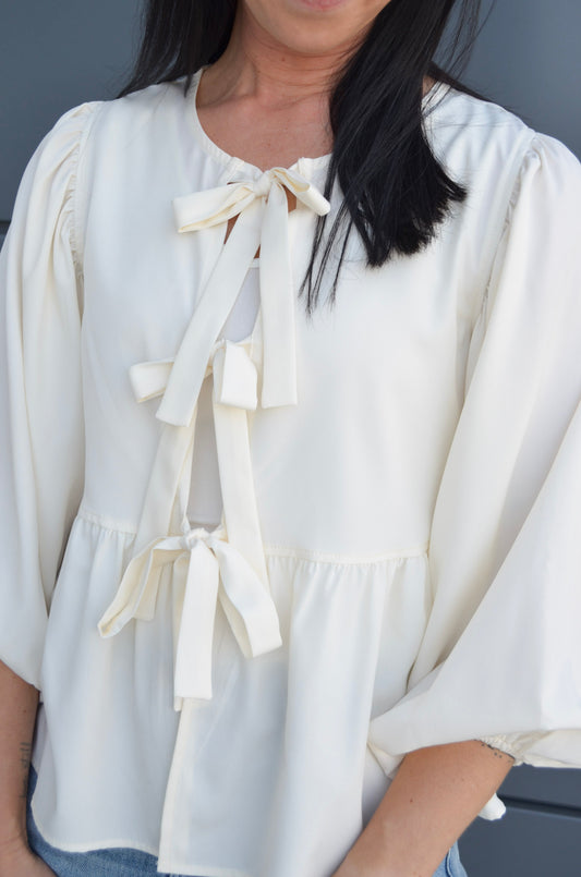 The Tied With Grace Balloon Sleeve Bow Blouse