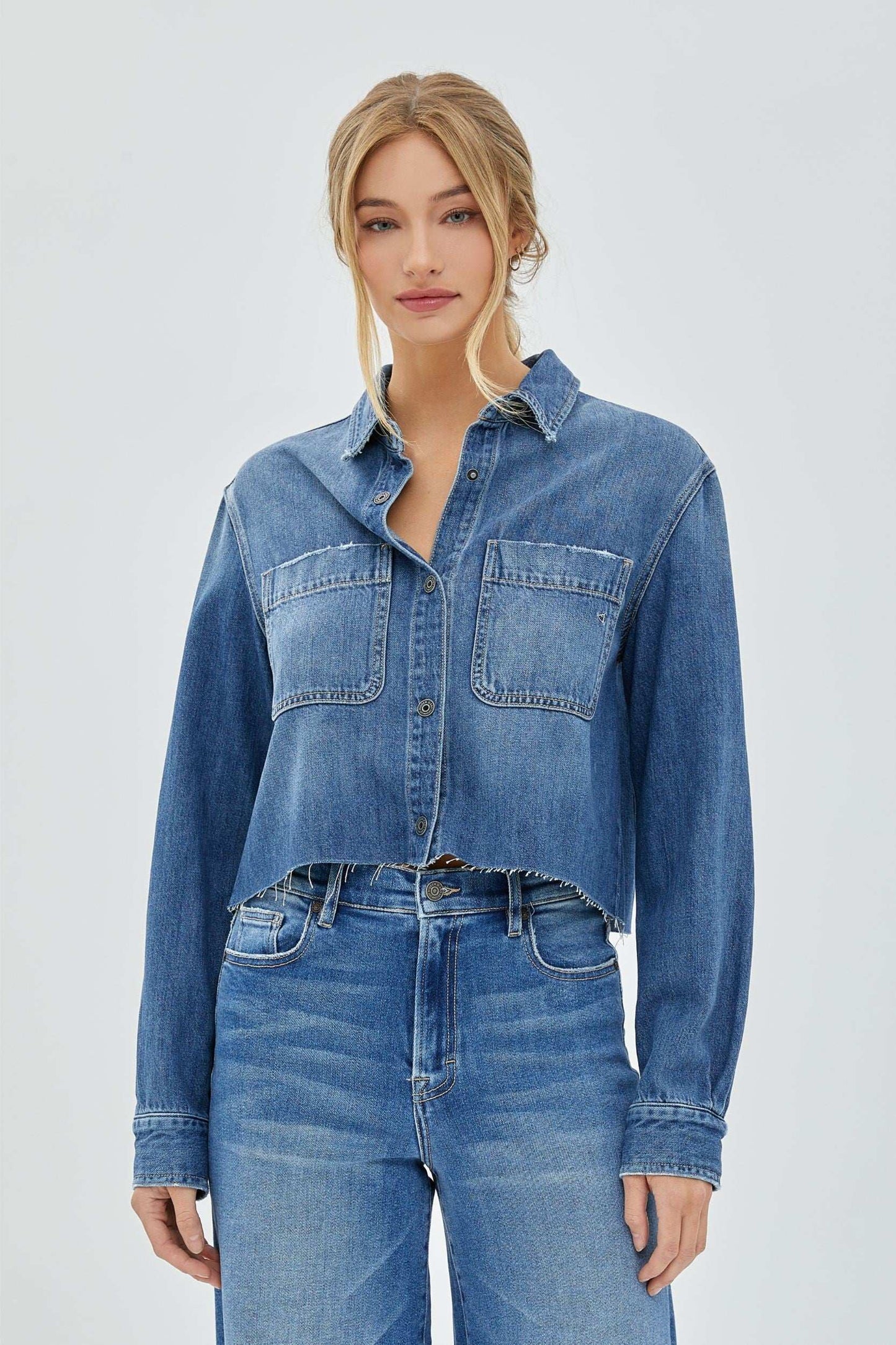 Hidden | Cropped Denim Shirt