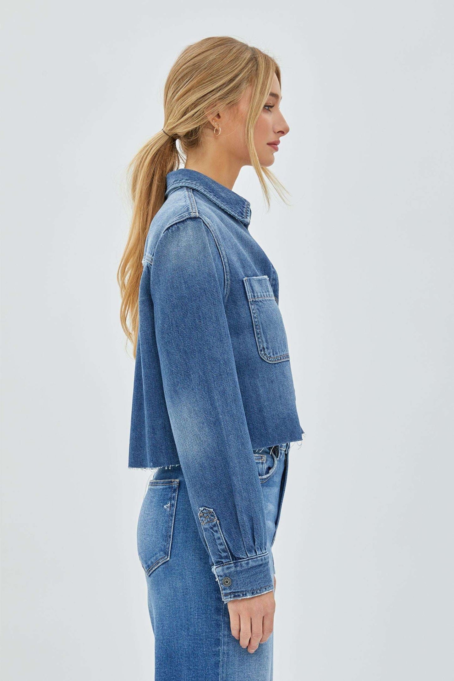 Hidden | Cropped Denim Shirt