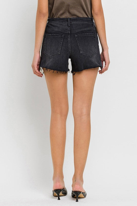 High Rise Side Slit w/ Raw Hem A-Line Shorts
