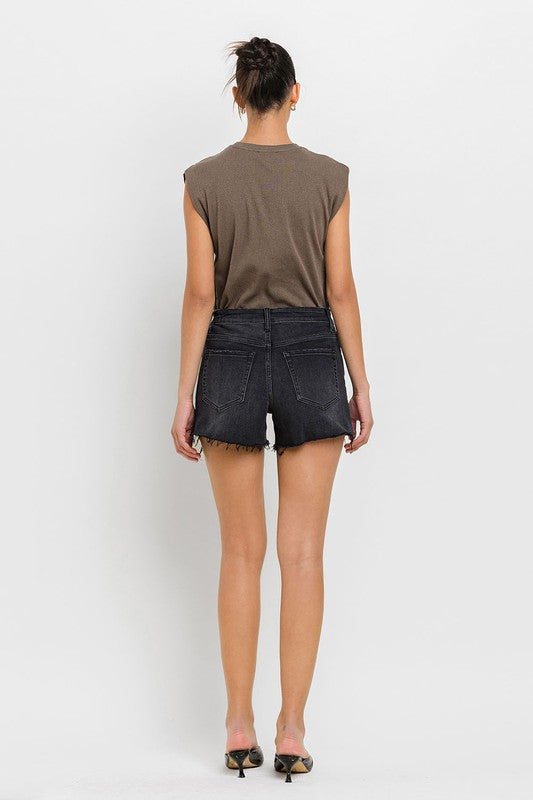 High Rise Side Slit w/ Raw Hem A-Line Shorts