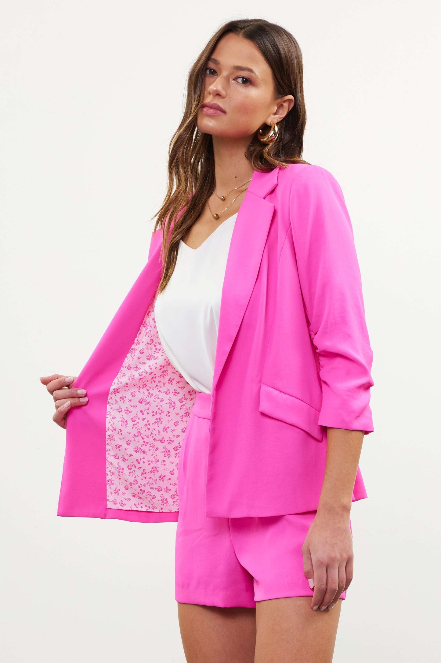 Recycled Shirred Sleeve Blazer