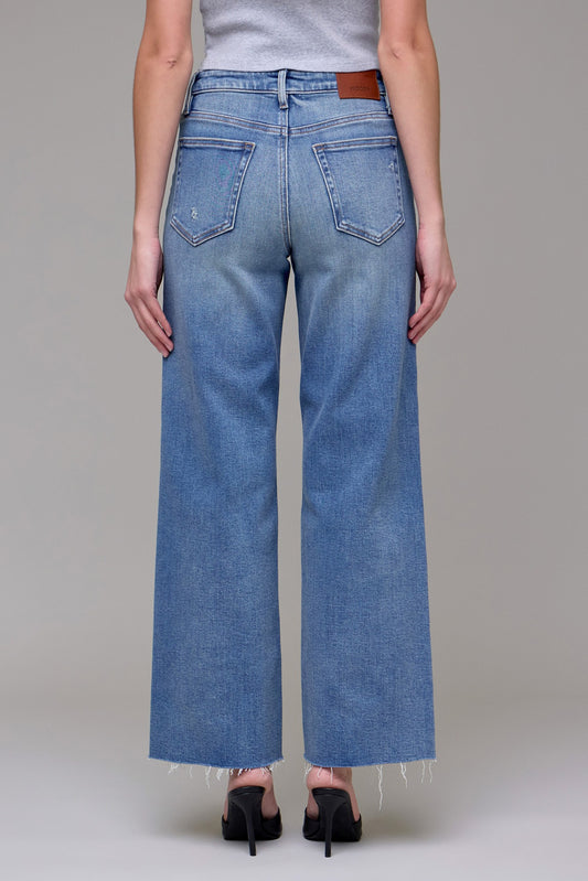 Hidden | Logan High Rise Raw Hem Wide Leg Jeans