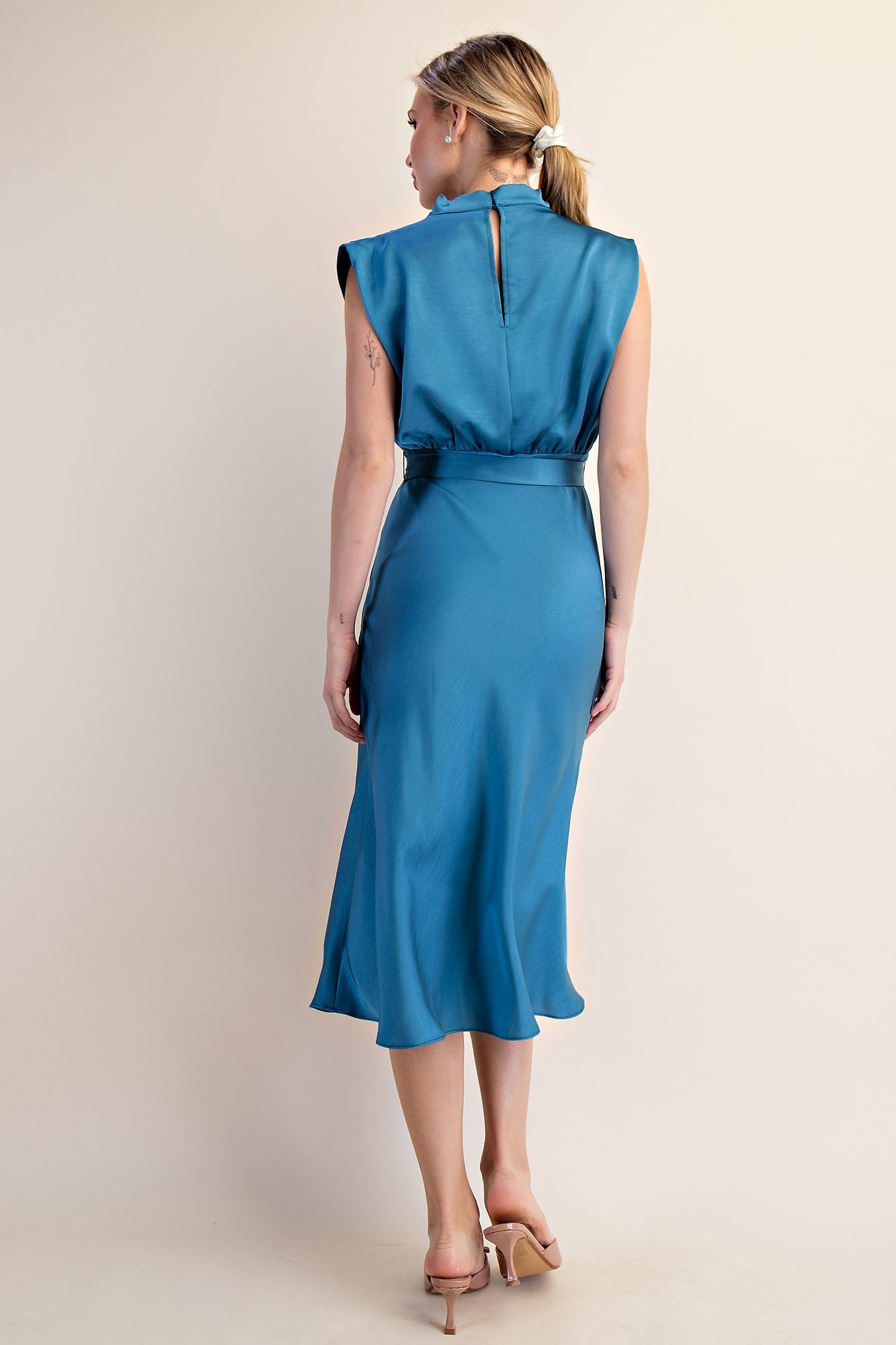 Midnight Jewel Mock Neck Midi Dress