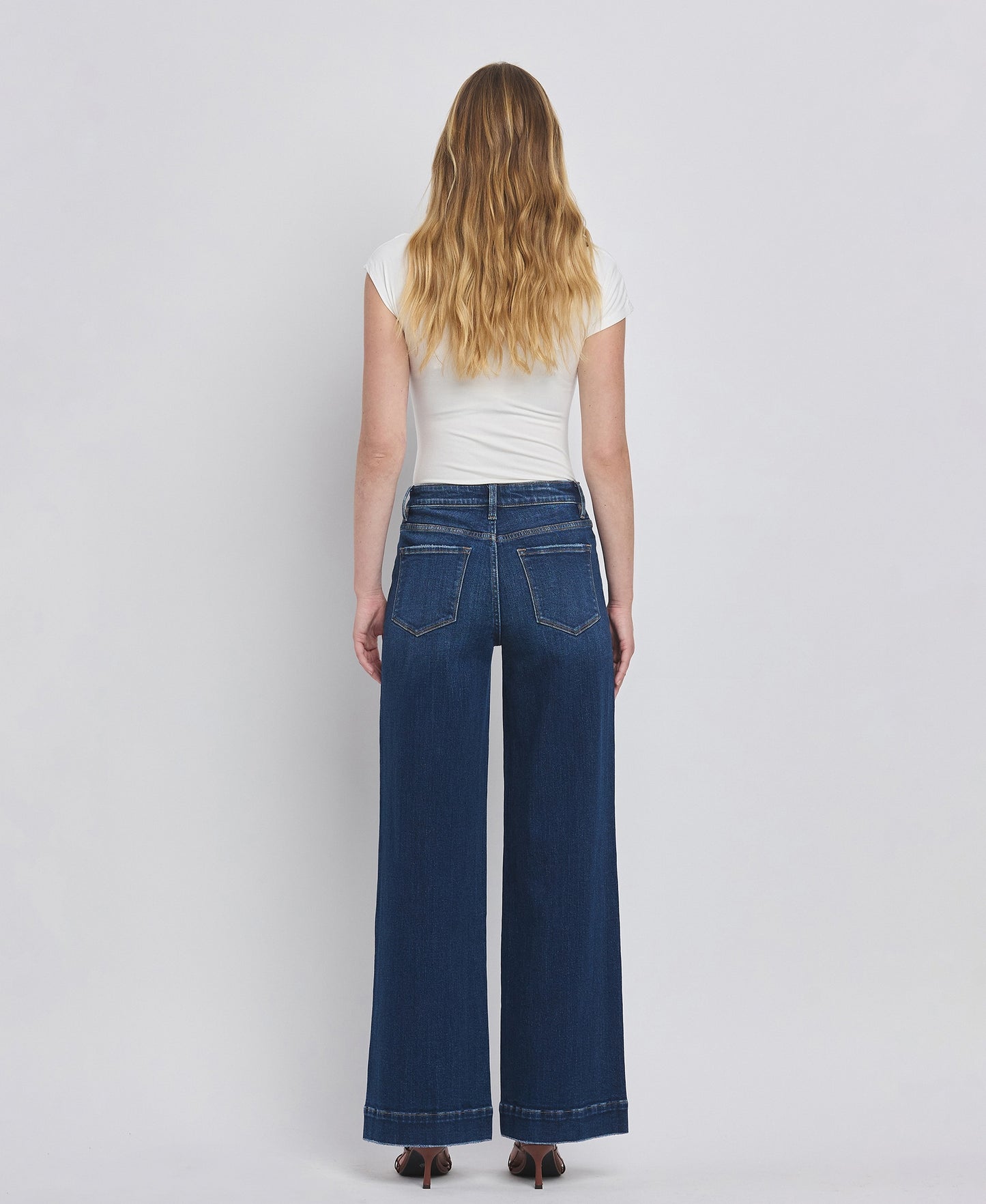 High Rise Front Patch Pocket Wide Leg