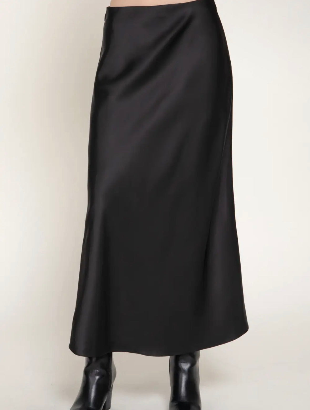 After Hours Satin Midi Skirt in Brown