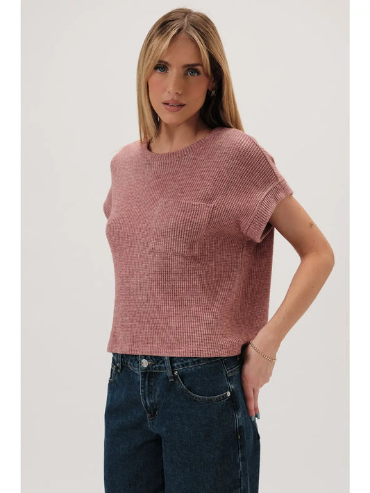 Rosewood Waffle Knit Tee
