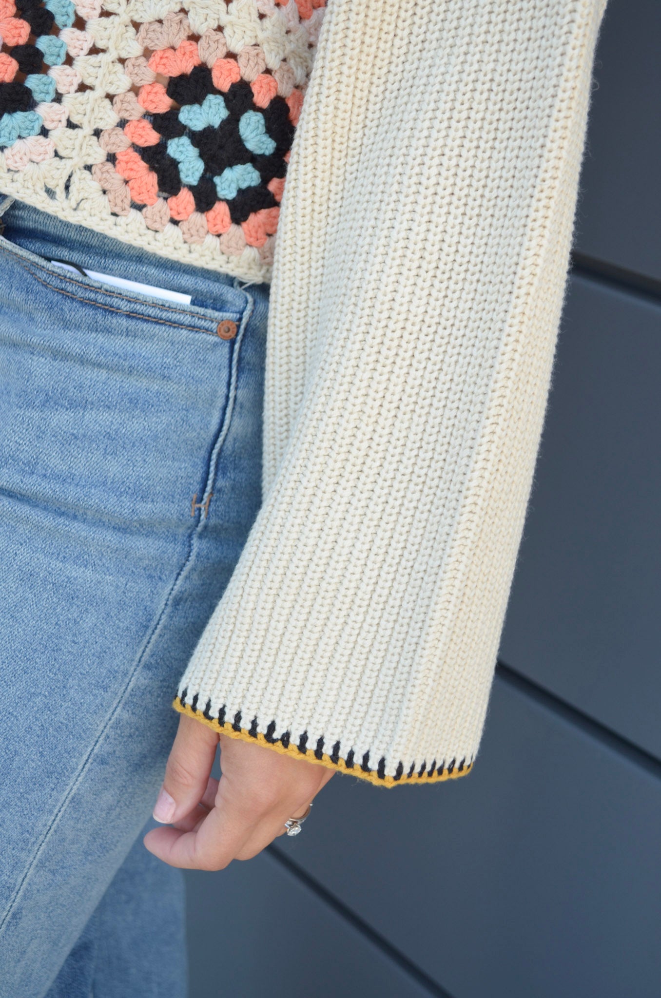 Retro Patchwork Crochet Sweater