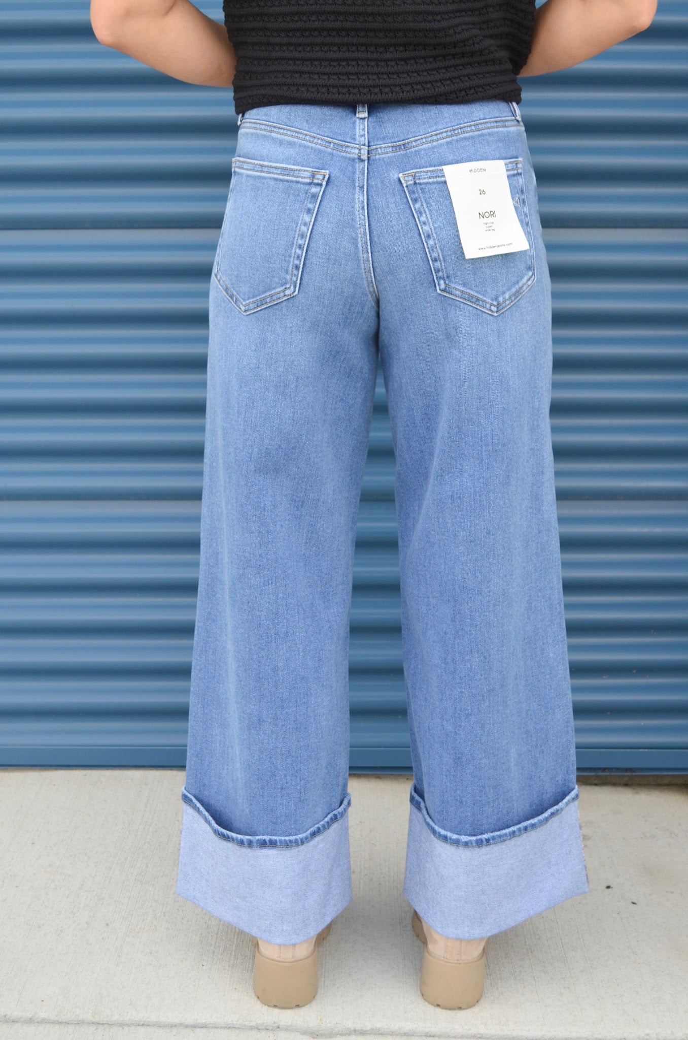 Hidden | Nori High Rise Super Wide Leg w/ Cuffed Hem