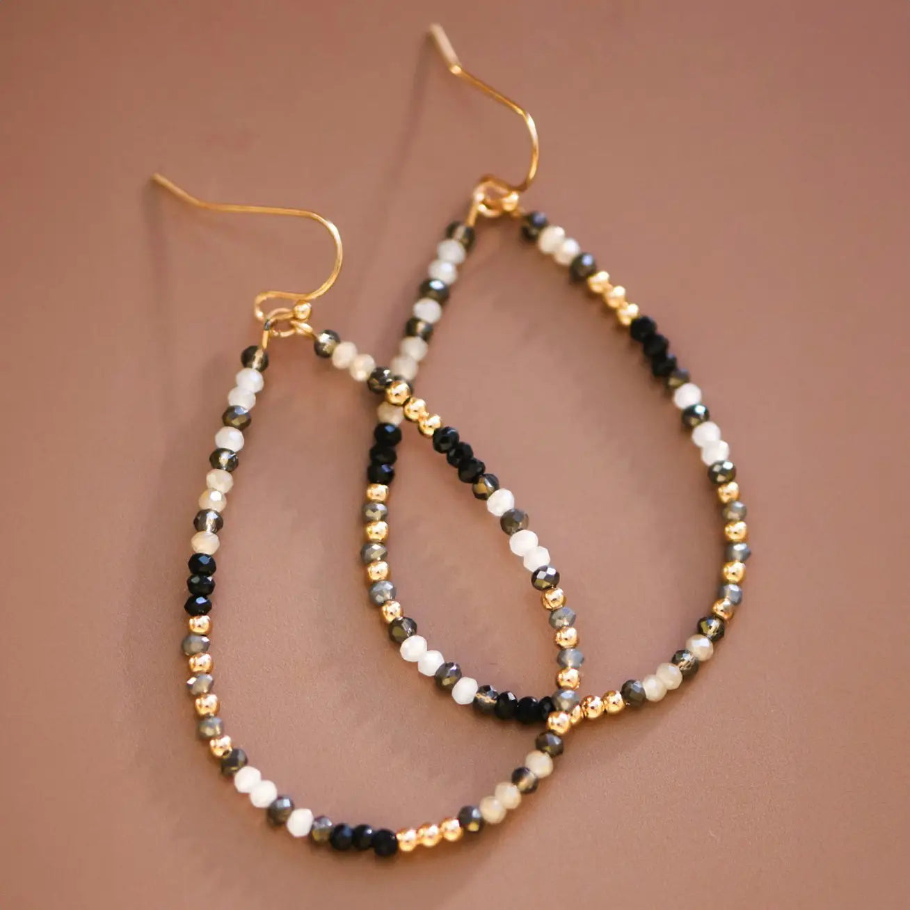 Black & Gold Teardrop Earrings