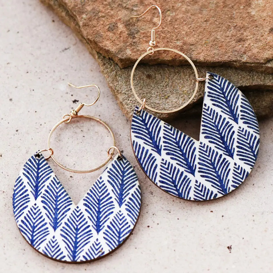 Boho Painted Wood Drop Earrings
