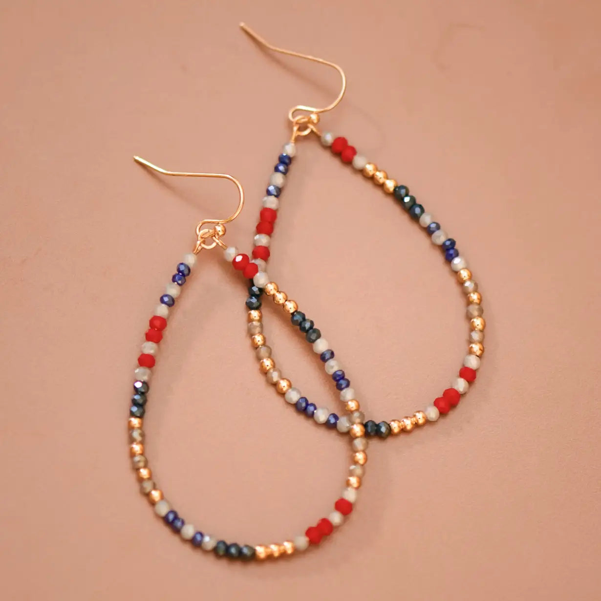 Patriotic Beaded Teardrop Earrings