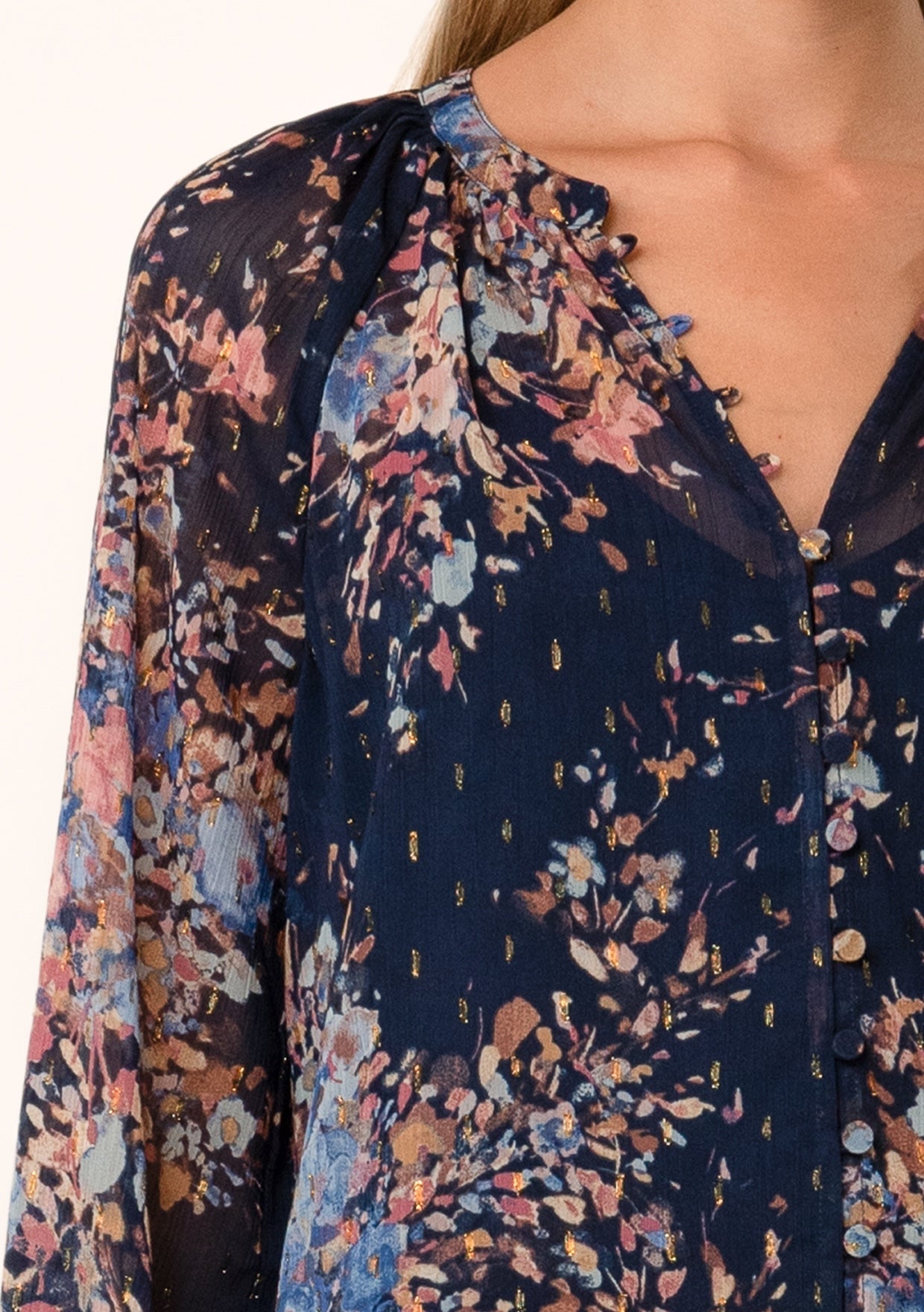 The Twilight Bloom Front Button Blouse