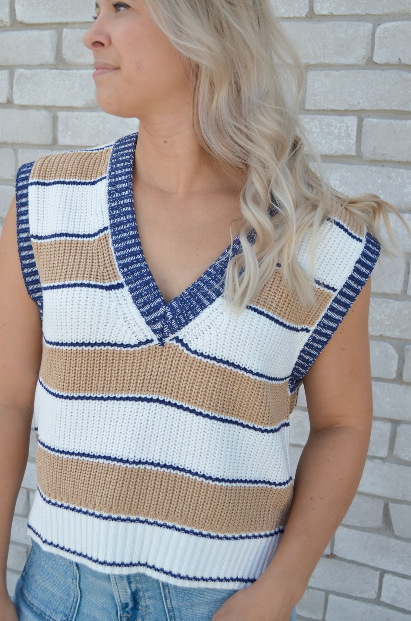 Elan | The Varsity Stripe Sweater Vest
