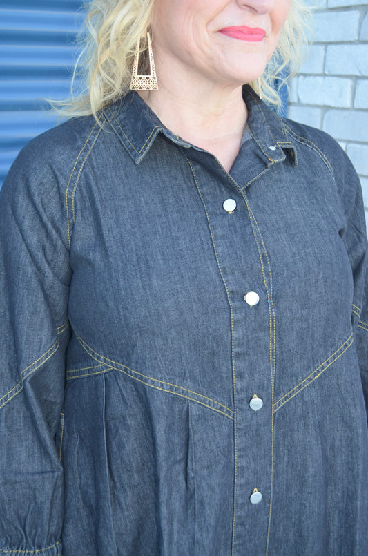 Elan Button Down Denim Dress