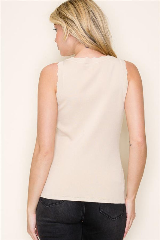Scalloped Serenity Sweater Tank
