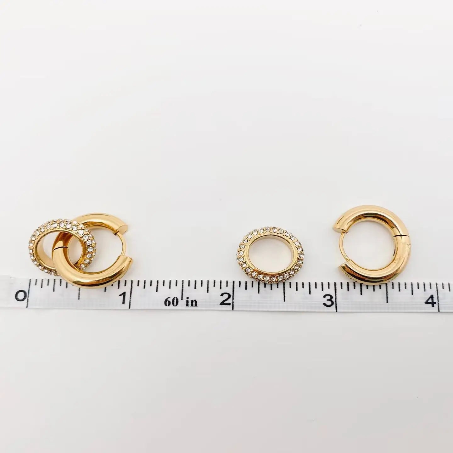 18K Gold Plated Cubic Zirconia Circular Huggie Earring
