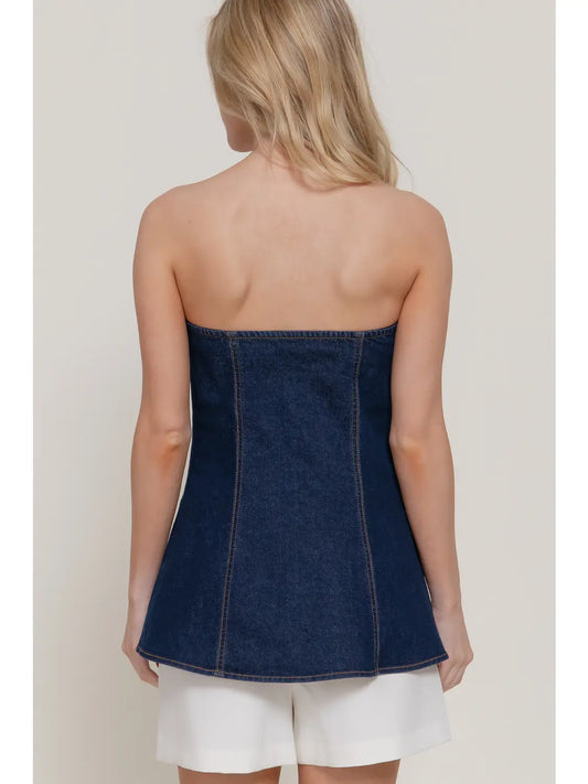 Heartline Denim Peplum Top