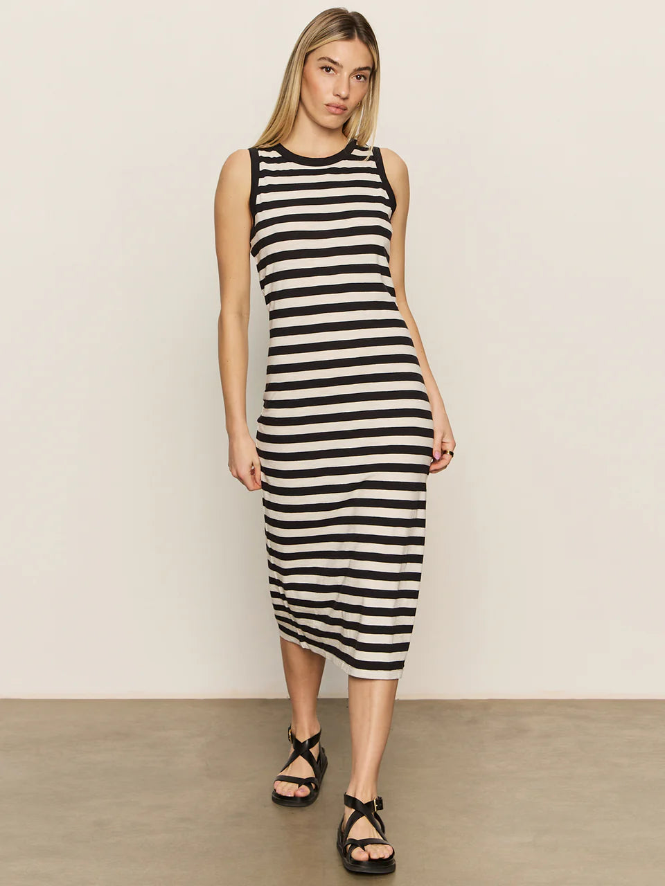 Sanctuary | Bold Stripe Midi Dress with Contrast Trim