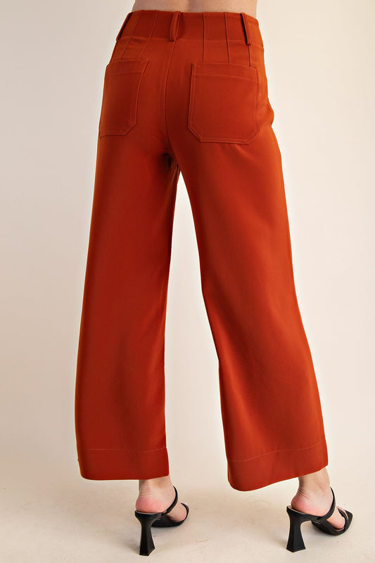 Colette Cropped Wide-Leg Pants Rust Back