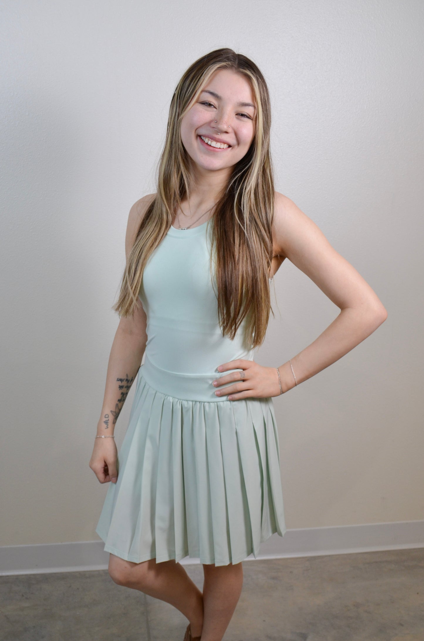 Mint to Be Pleated Skort Dress