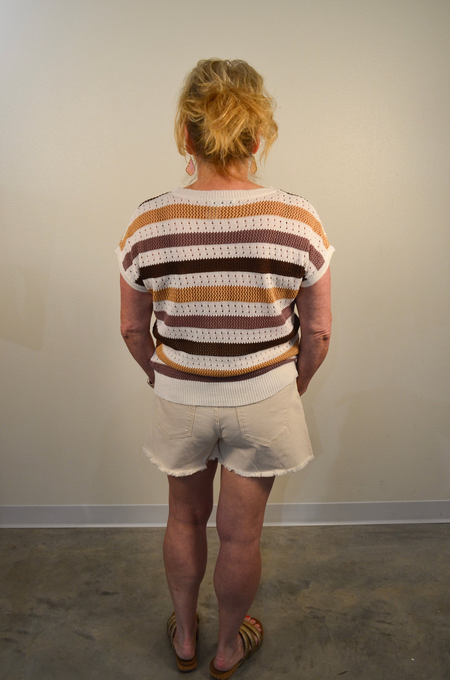 Soft Hue Colorblock Knit Pointelle Sweater