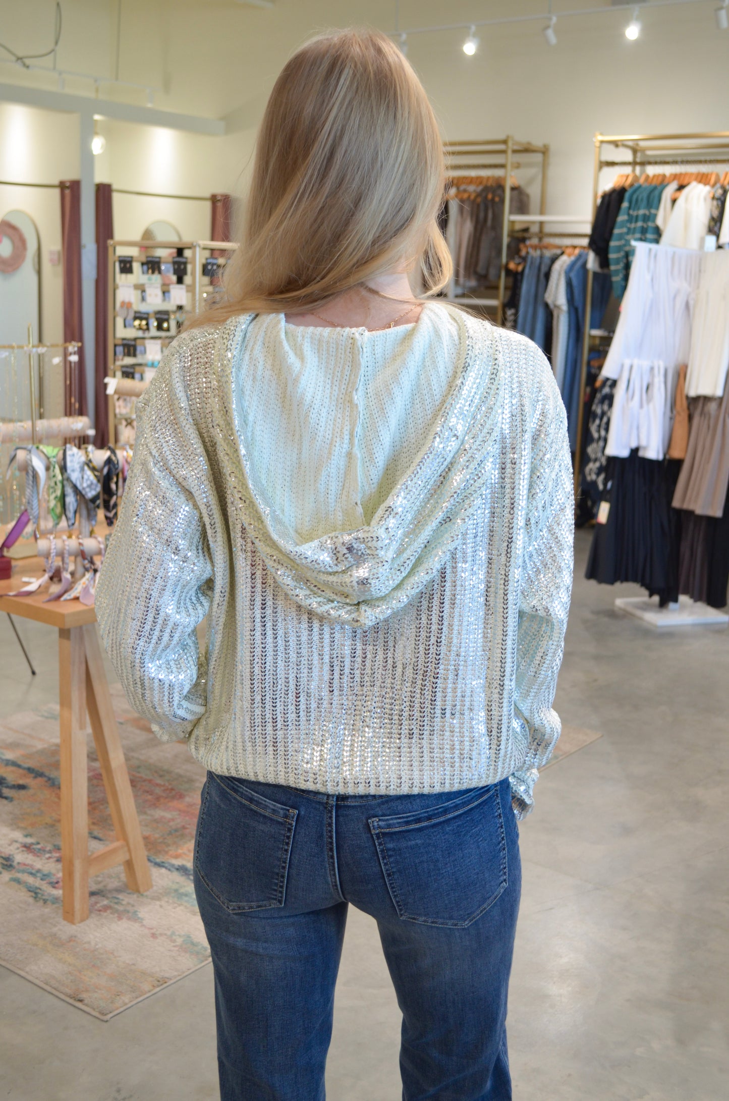 Elan Silver Stitch Sweater Hoodie