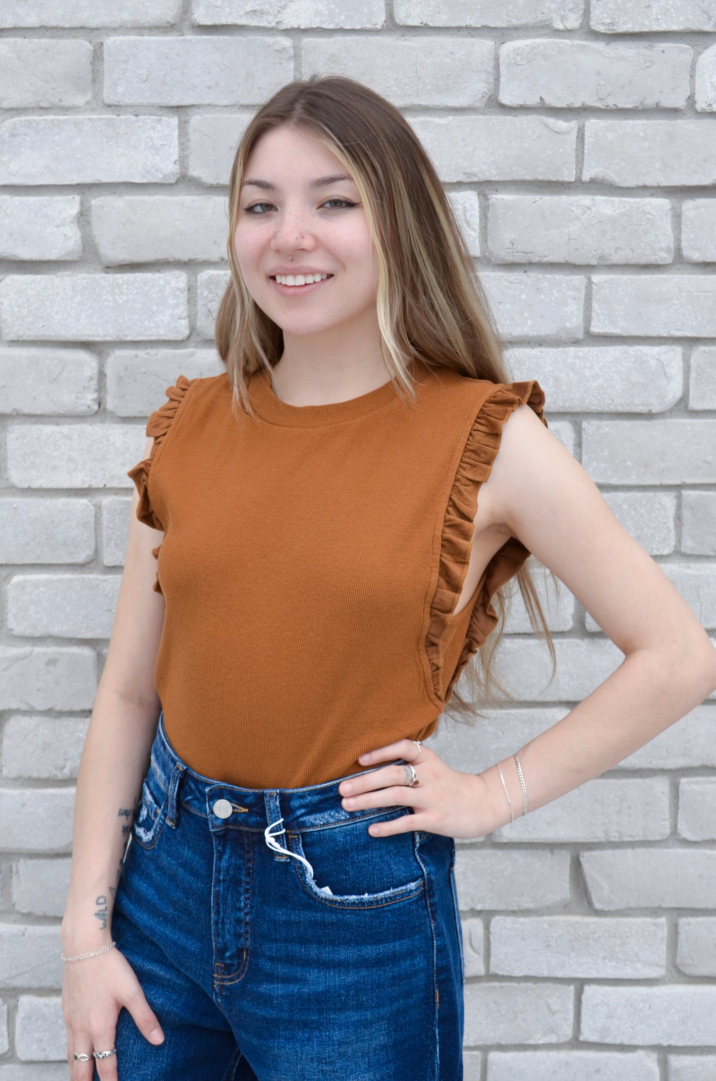 Dear John | Bridgette Ruffle Sleeve Top Front