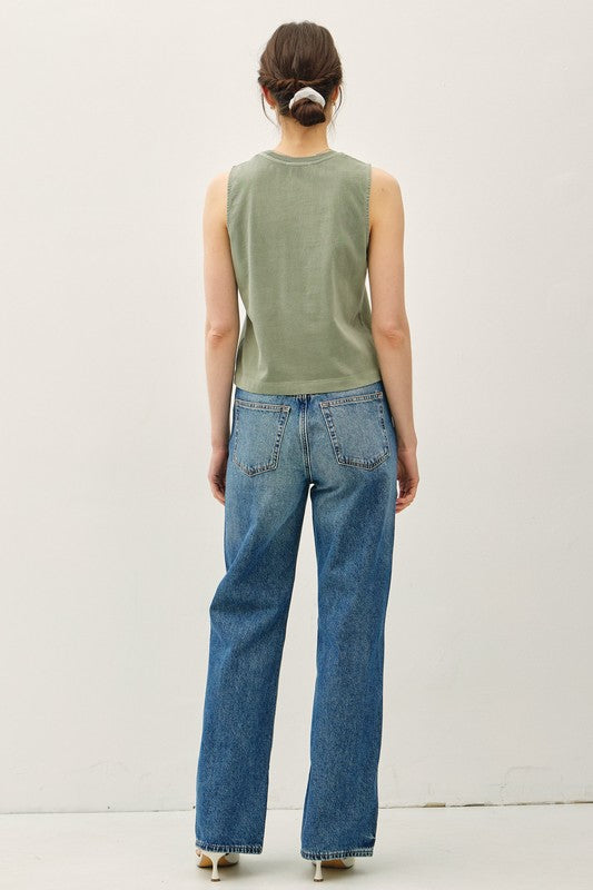 Green Cotton Tank Back