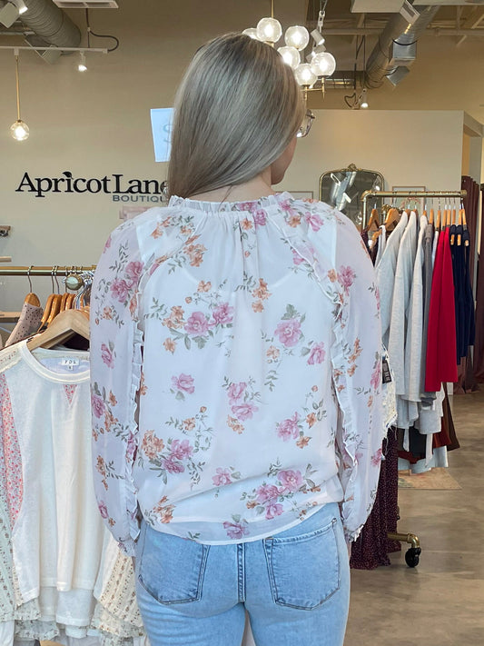 The Blush & Sage Soft Floral Print Blouse