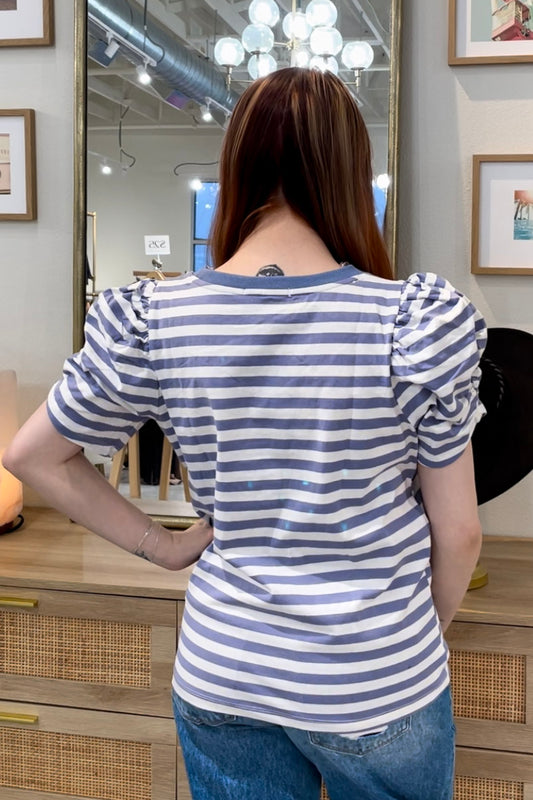 The Harbor Stripe Puff Sleeve Top