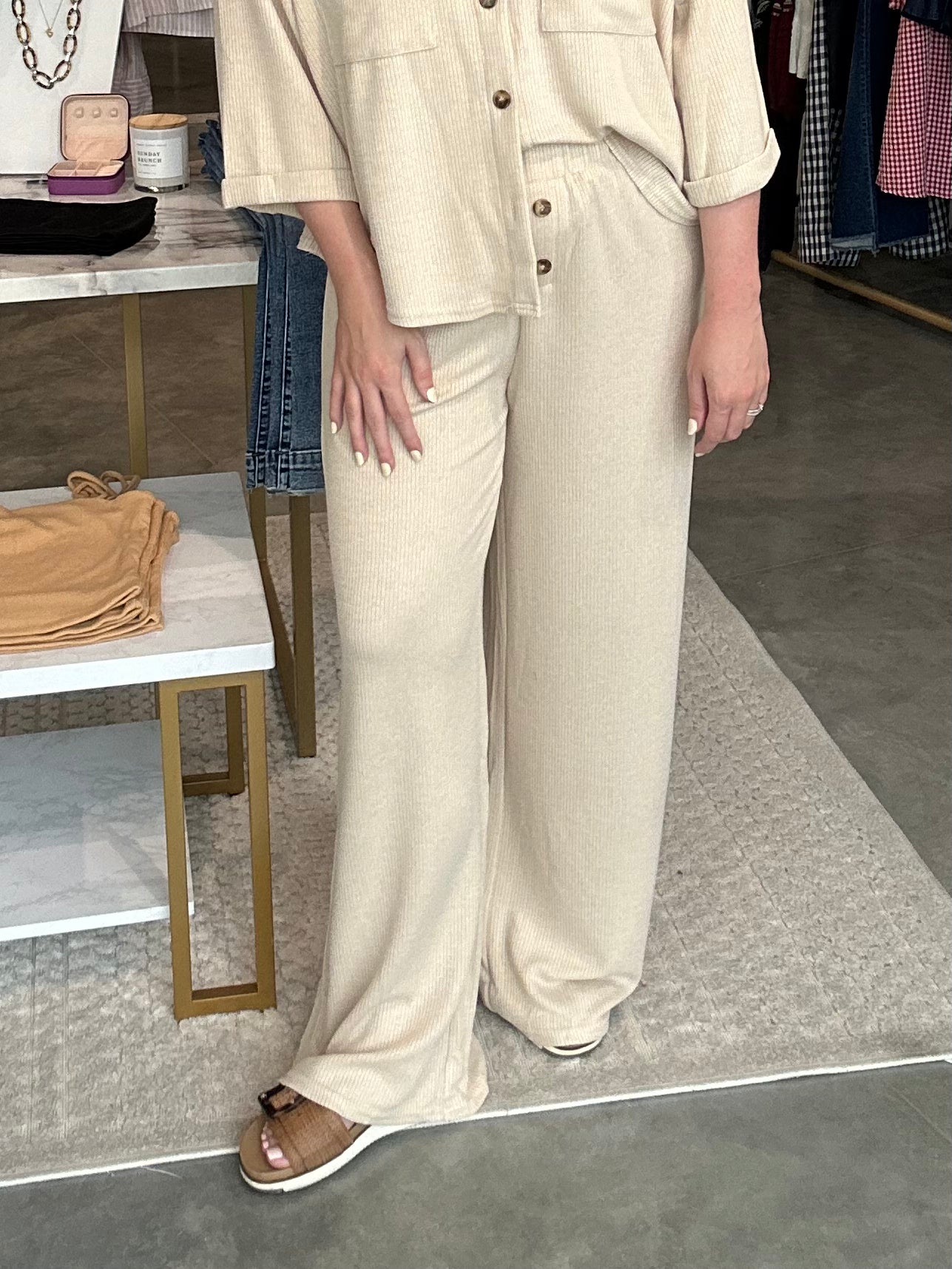 Sandstone Wide Leg Pants