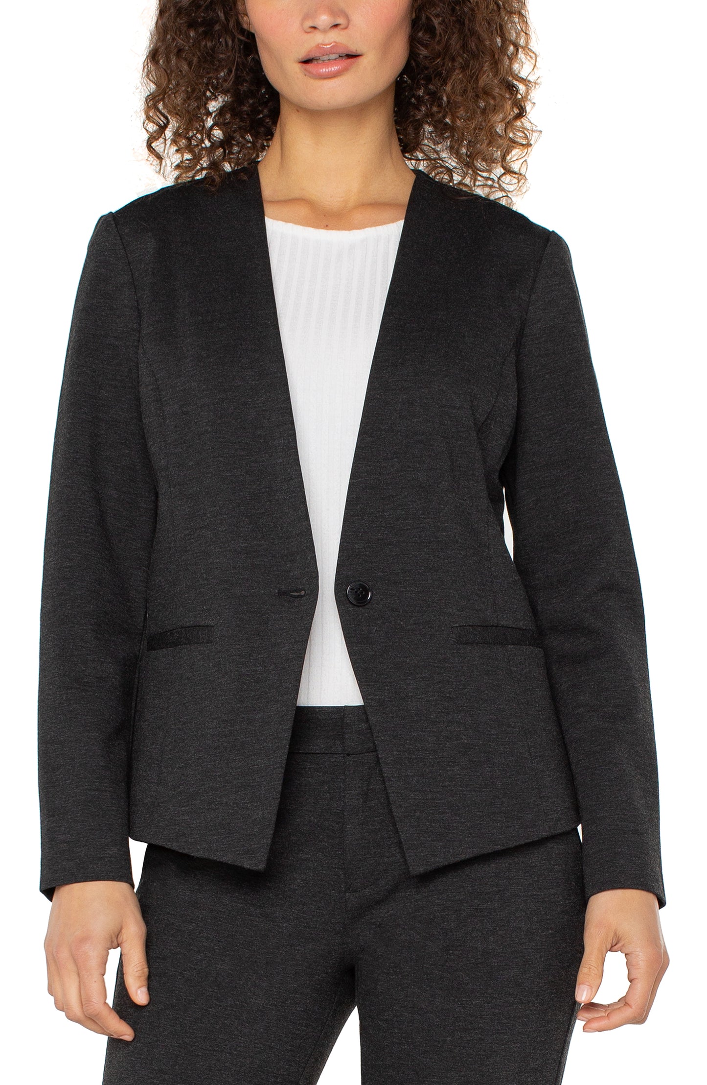 Liverpool | Collarless Fitted Blazer Front