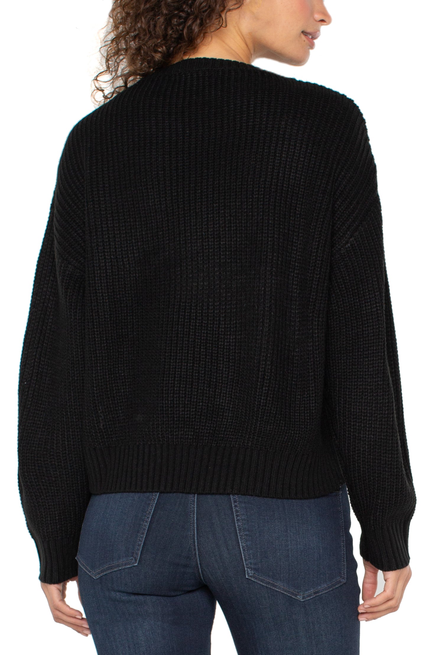 Liverpool | Long Sleeve Mock Neck Sweater W/ Fringe Back