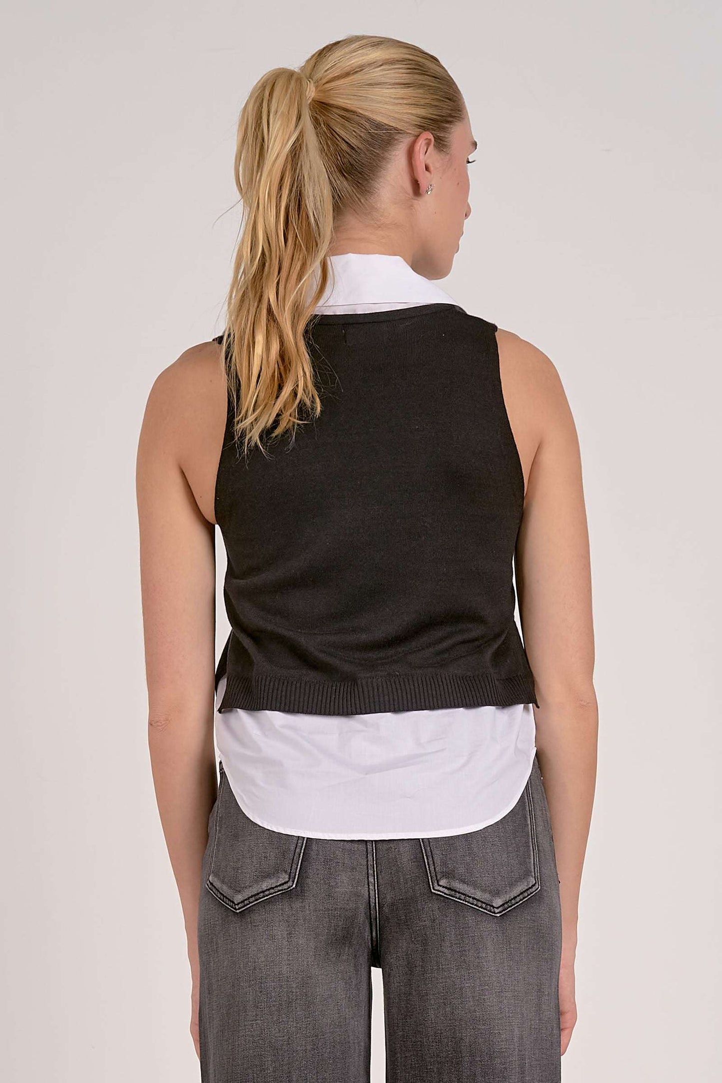Orly Sweater Vest Layered Top Back