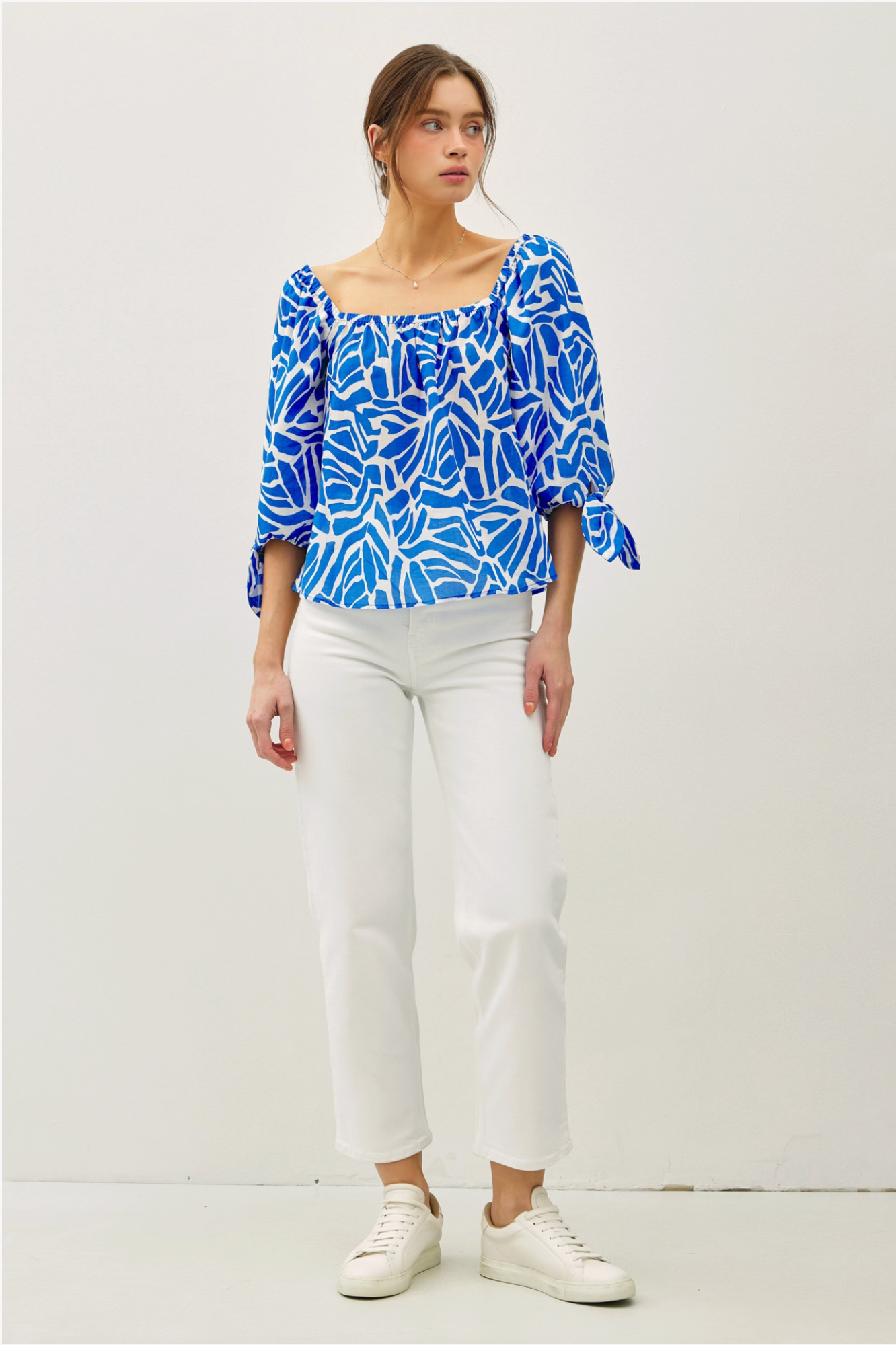 Blue Breeze Tie Sleeve Blouse