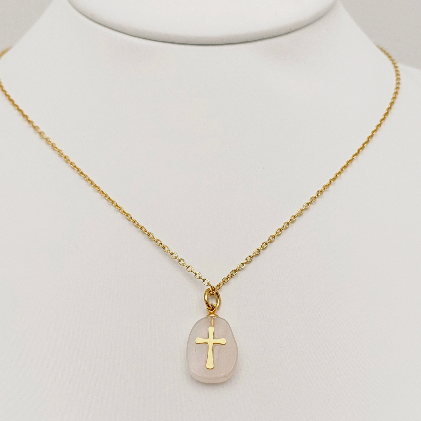 Natural Stone Cross Necklace