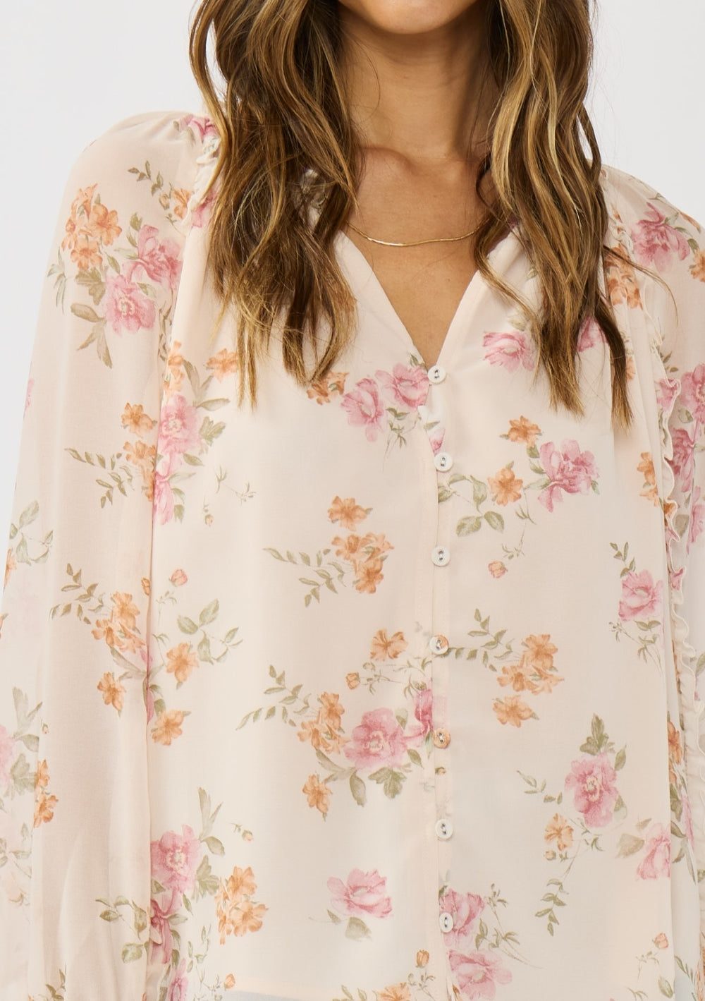 The Blush & Sage Soft Floral Print Blouse