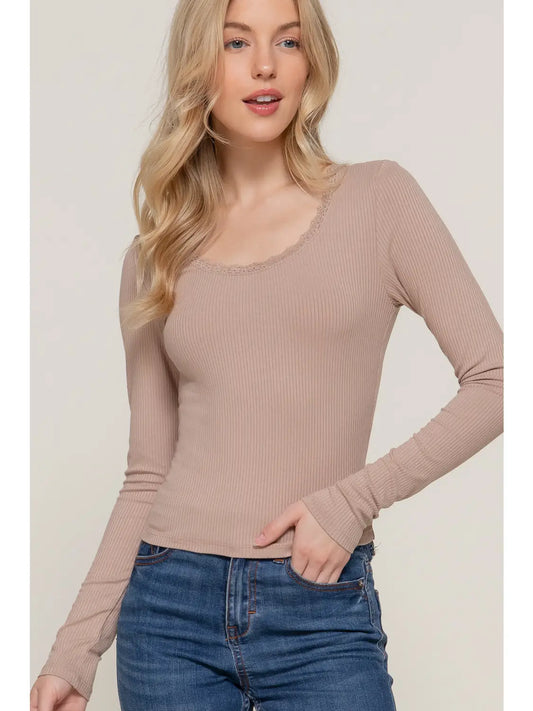 Delicate Detail Ribbed Top