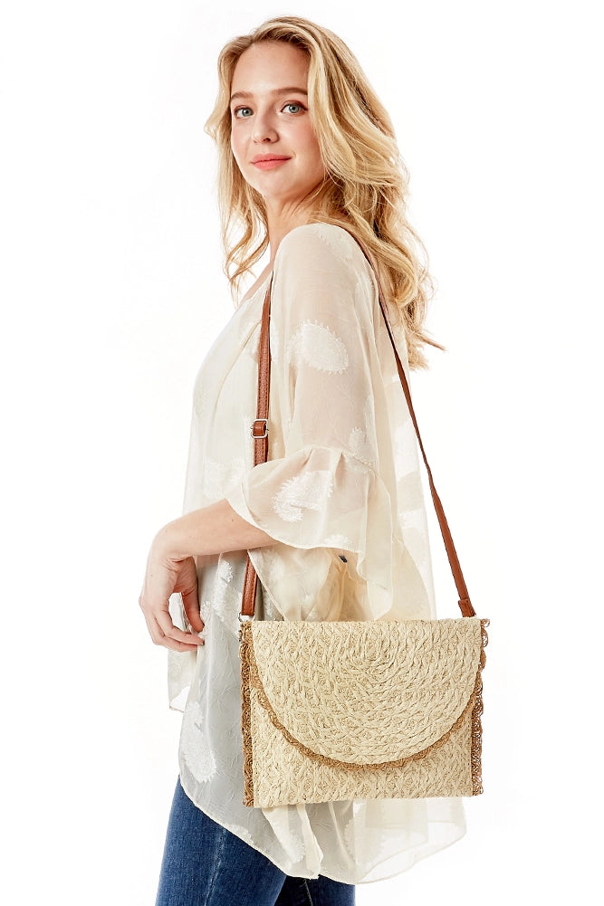 Textured Envelope Clutch Crossbody Bag