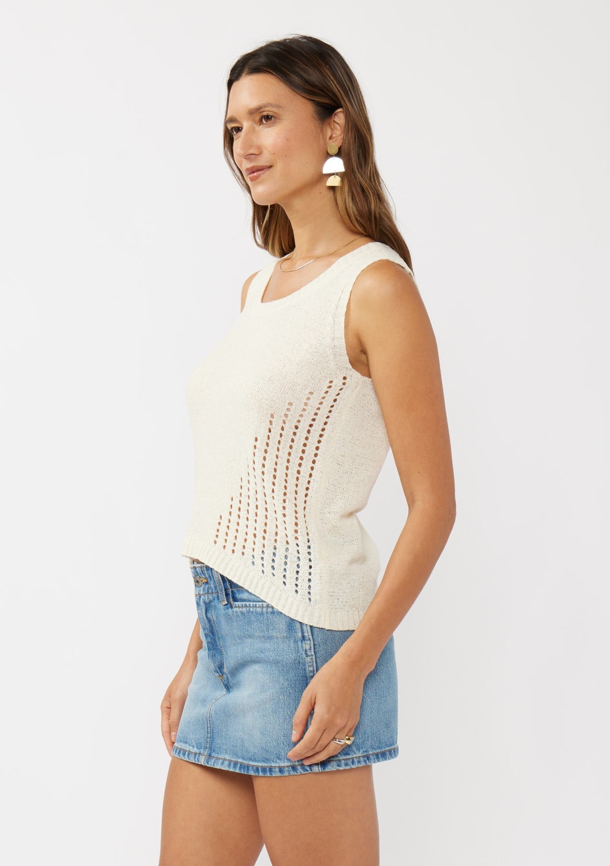 Bouclé Open Knit Sleeveless Sweater