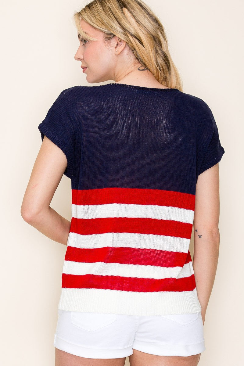 Stars and Stripes Short Sleeve Sweater