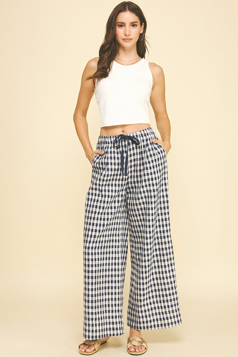 The Refined Wide Leg Plaid Pants