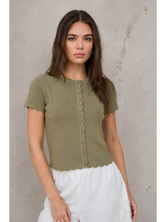 The Everly Scallop Short Sleeve Cardigan