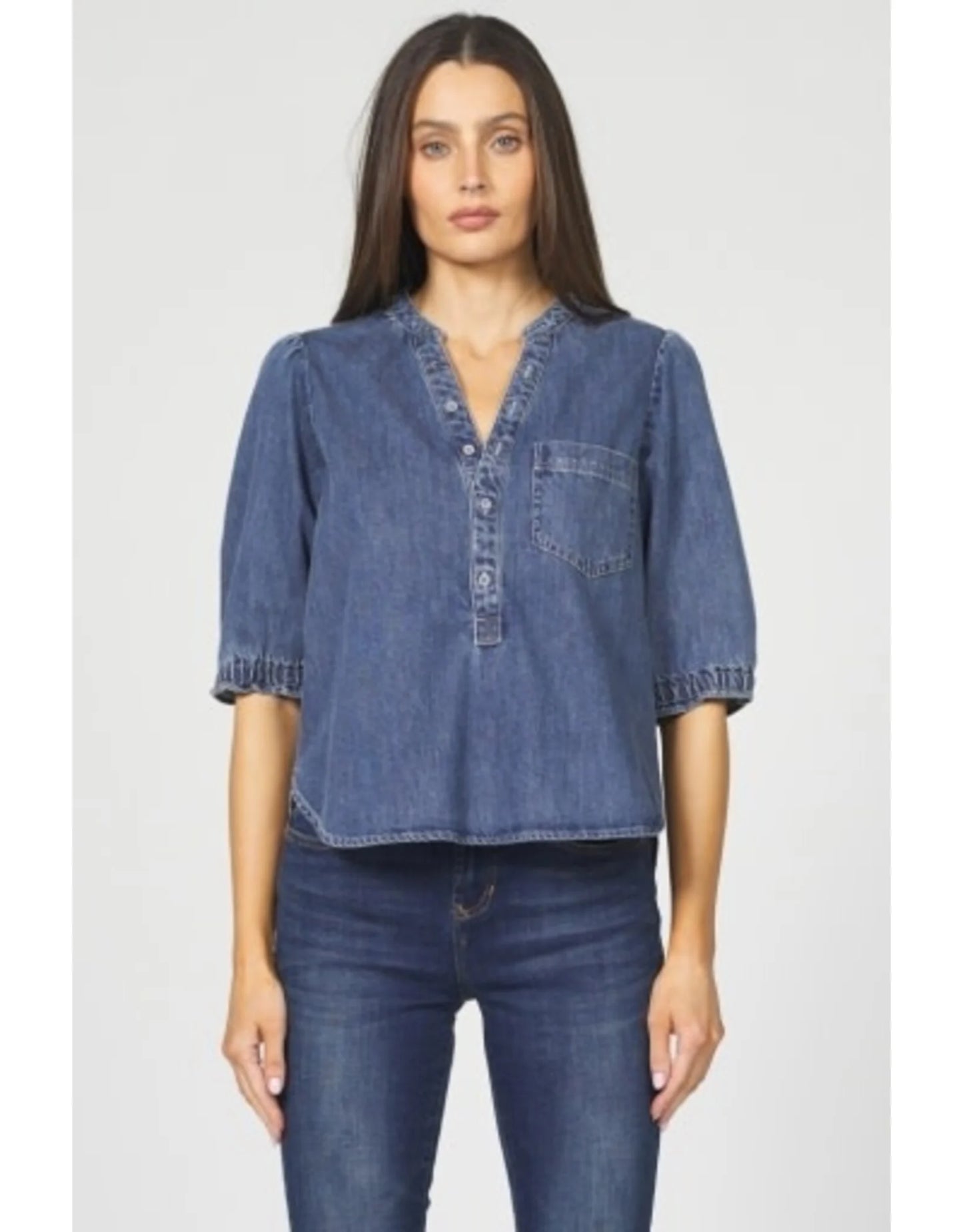 Dear John | Sidney Puff Sleeve Denim Top